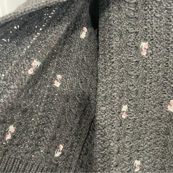 Something Navy Embroidered Cable Knit Cardigan sz XS Grey - Picture 5 of 11